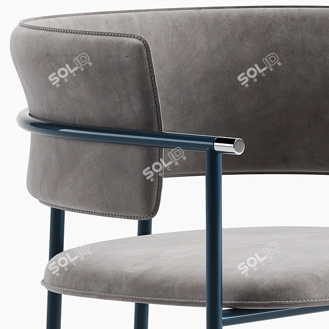 Mac Kitchen Group: Stylish Metal Frame Table and Leather Chair 3D model image 2