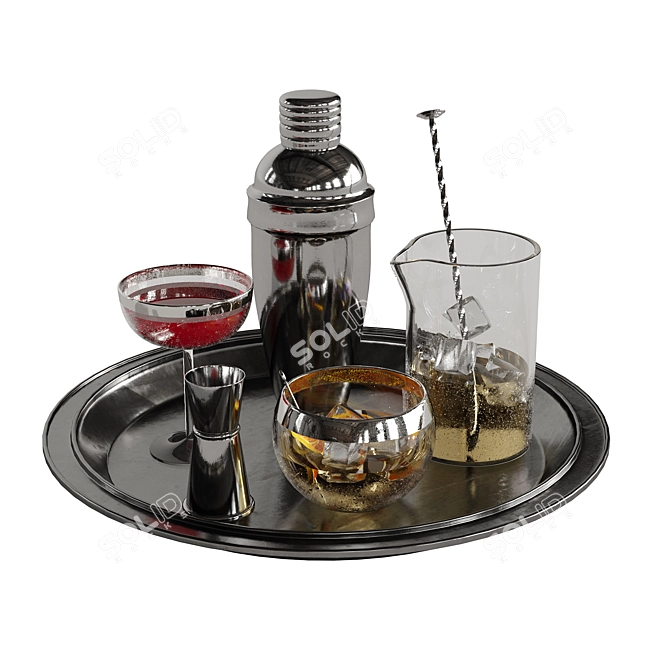 Stylish Cocktail Set for Mixologists 3D model image 2