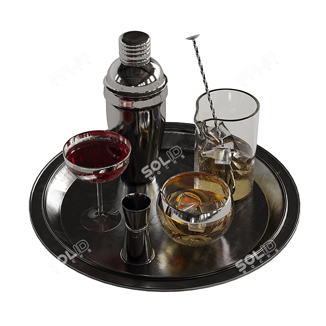 Stylish Cocktail Set for Mixologists 3D model image 3