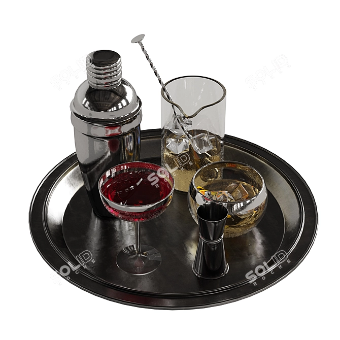 Stylish Cocktail Set for Mixologists 3D model image 4