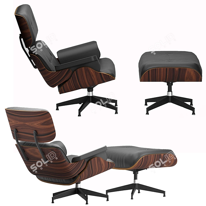 Retro Chic Lounge Chair 3D model image 2