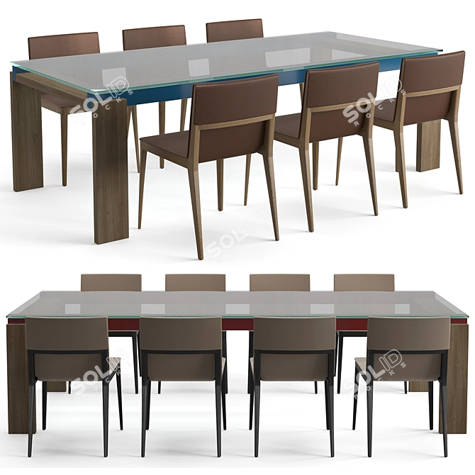 Sophisticated B&B Italia Dining Set 3D model image 1