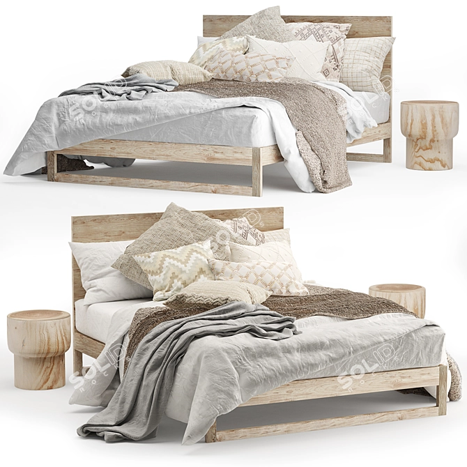  Flocca Bed: Luxurious Linen-Clad Dream 3D model image 1