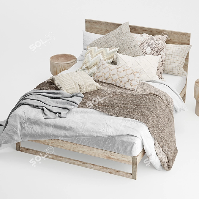  Flocca Bed: Luxurious Linen-Clad Dream 3D model image 2
