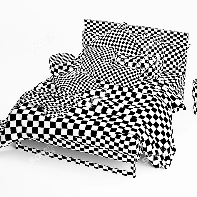  Flocca Bed: Luxurious Linen-Clad Dream 3D model image 7