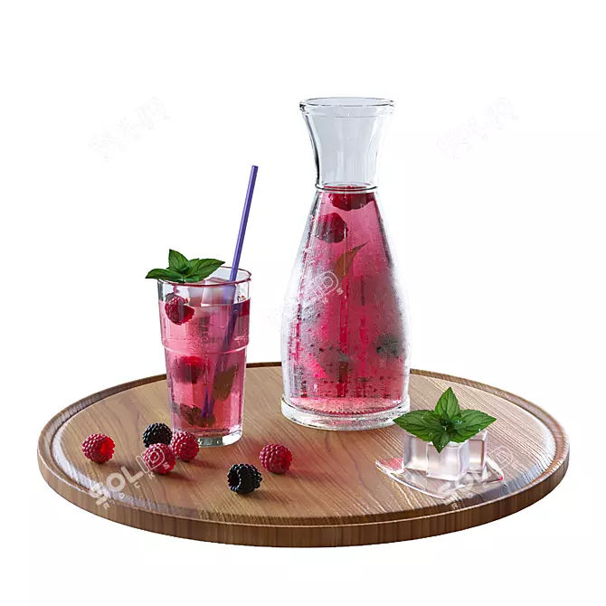 Refreshing Berry Lemonade with Mint 3D model image 1