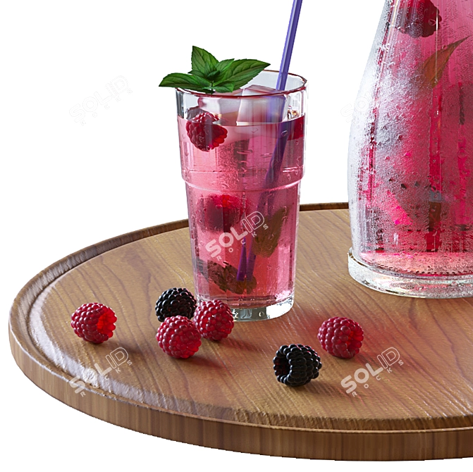 Refreshing Berry Lemonade with Mint 3D model image 2