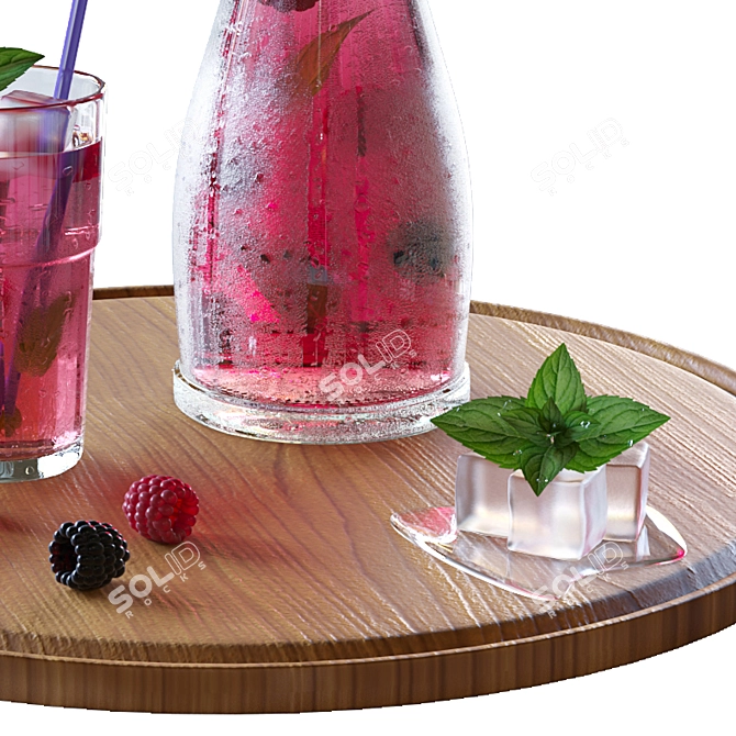 Refreshing Berry Lemonade with Mint 3D model image 3
