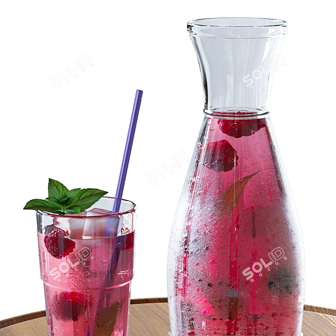 Refreshing Berry Lemonade with Mint 3D model image 4