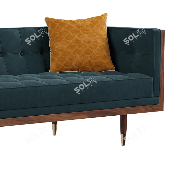 Walnut Neptune Velvet Woodrow Box Sofa 3D model image 3