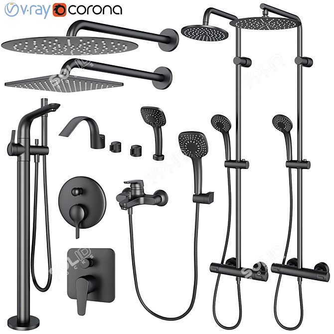 IDEAL Standard Set 130: Elegant Faucets & Shower Systems 3D model image 1