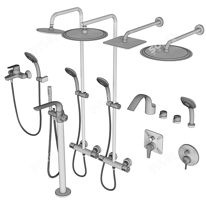 IDEAL Standard Set 130: Elegant Faucets & Shower Systems 3D model image 6