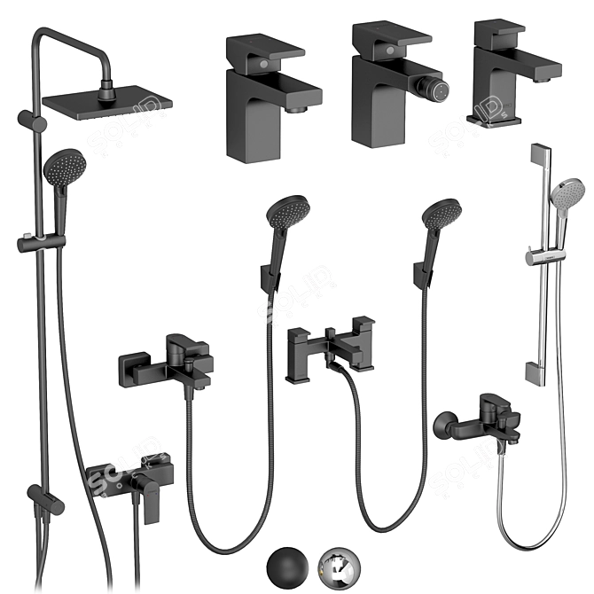 HANSGROHE Vernis 6-Piece Set | Modern Bathroom Fixtures 3D model image 1