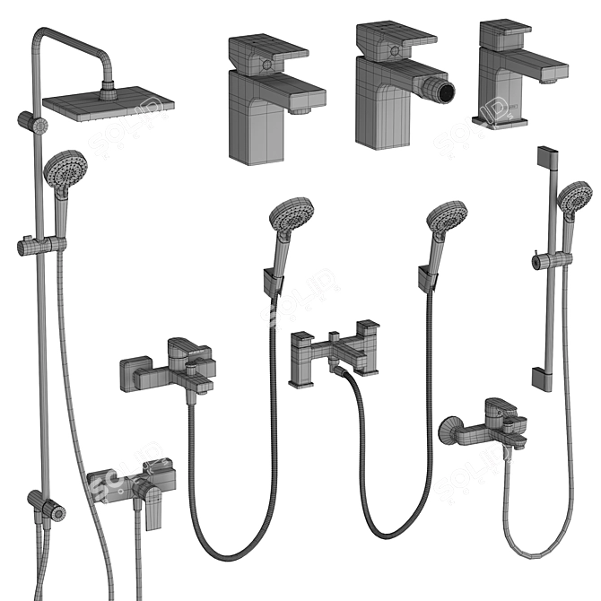 HANSGROHE Vernis 6-Piece Set | Modern Bathroom Fixtures 3D model image 5