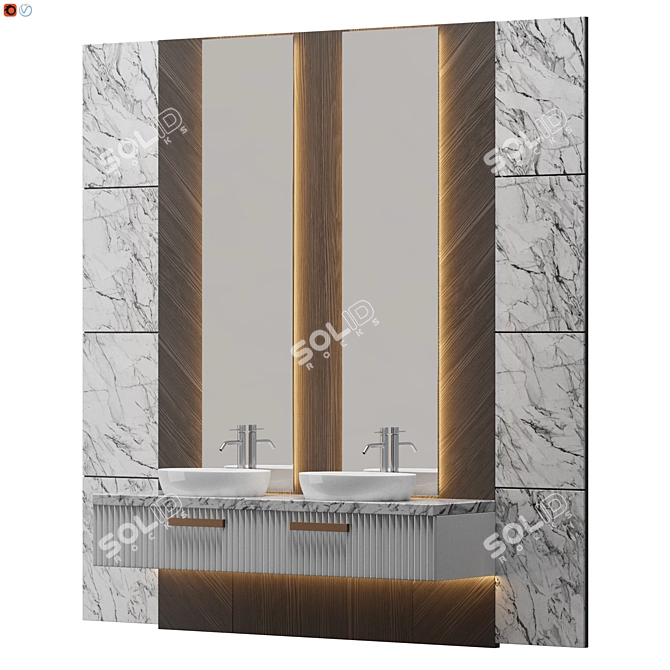 3Dmax & OBJ Bathroom Set 3D model image 2