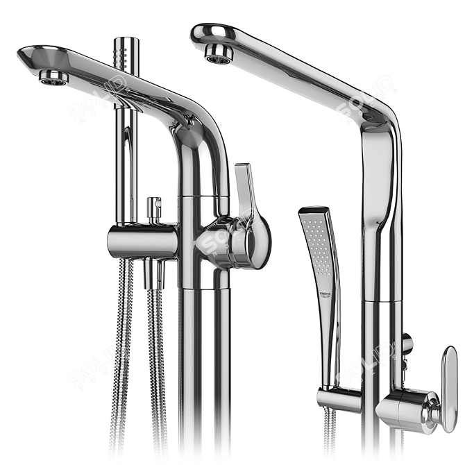 "Luxury Bath Mixers: GROHE & IDEAL Standard Set 3D model image 3