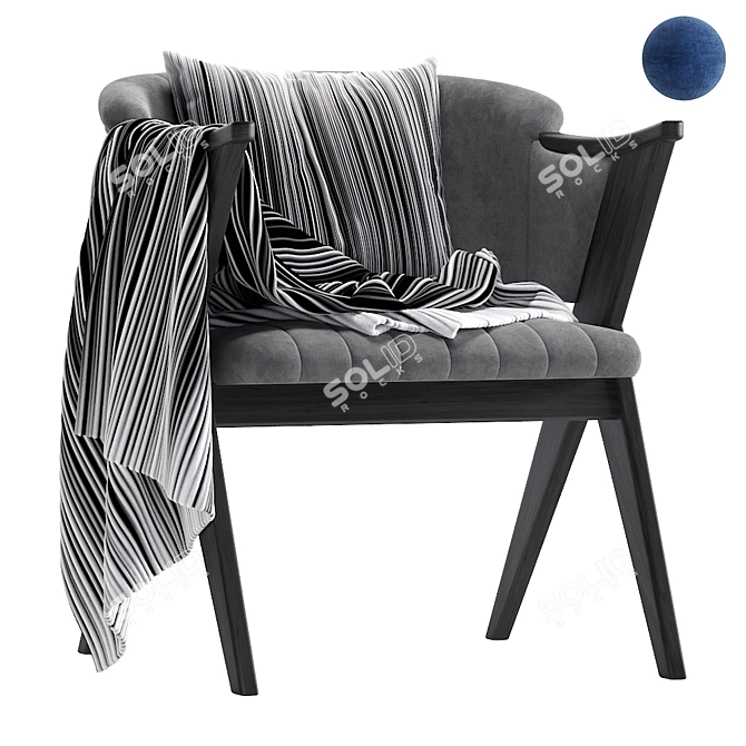 Luxurious Star Velvet Armchair 3D model image 1