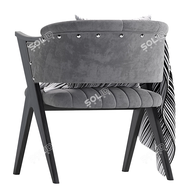 Luxurious Star Velvet Armchair 3D model image 3