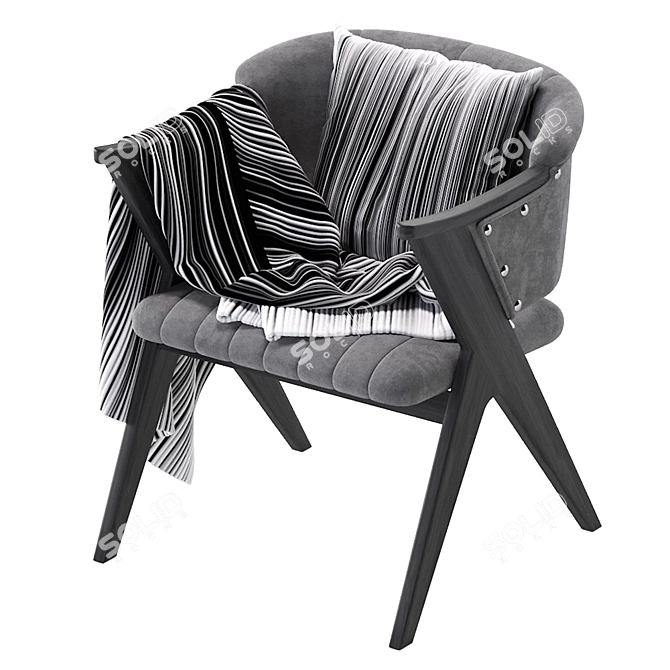 Luxurious Star Velvet Armchair 3D model image 5