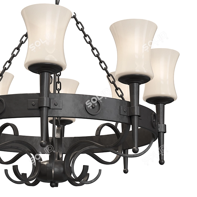 Contemporary 8-Lamp Ceiling Fixture 3D model image 2