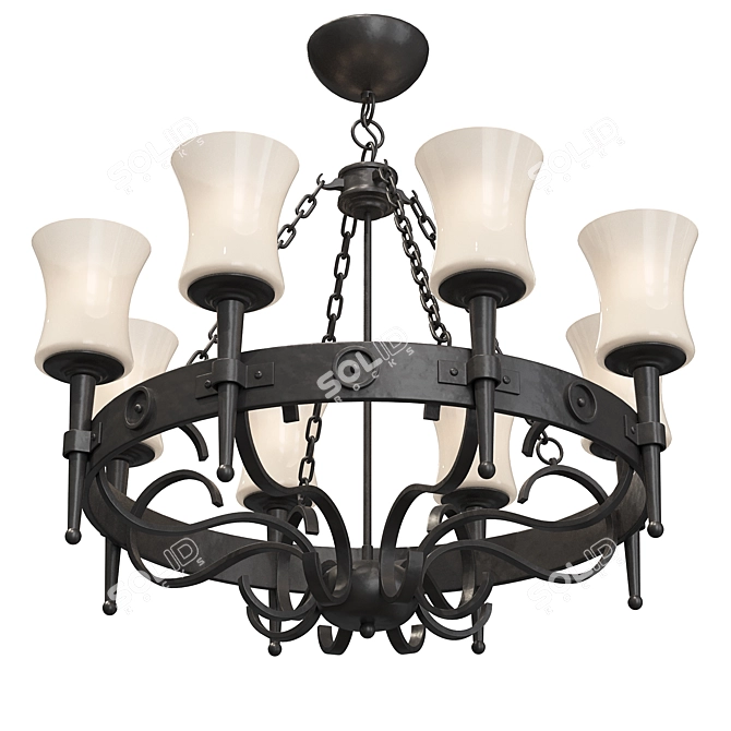 Contemporary 8-Lamp Ceiling Fixture 3D model image 3