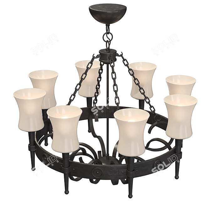 Contemporary 8-Lamp Ceiling Fixture 3D model image 5