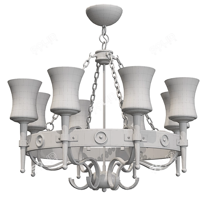 Contemporary 8-Lamp Ceiling Fixture 3D model image 6
