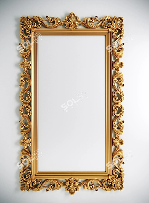 Baroque-style Carved Mirror 3D model image 1