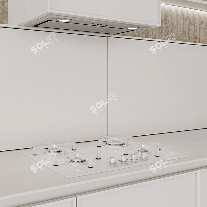 Modern Kitchen Set with Island 3D model image 5