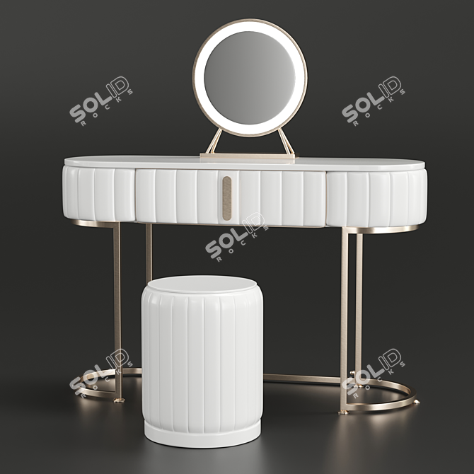 Elegant Vanity Set: Grooved Chic 3D model image 4