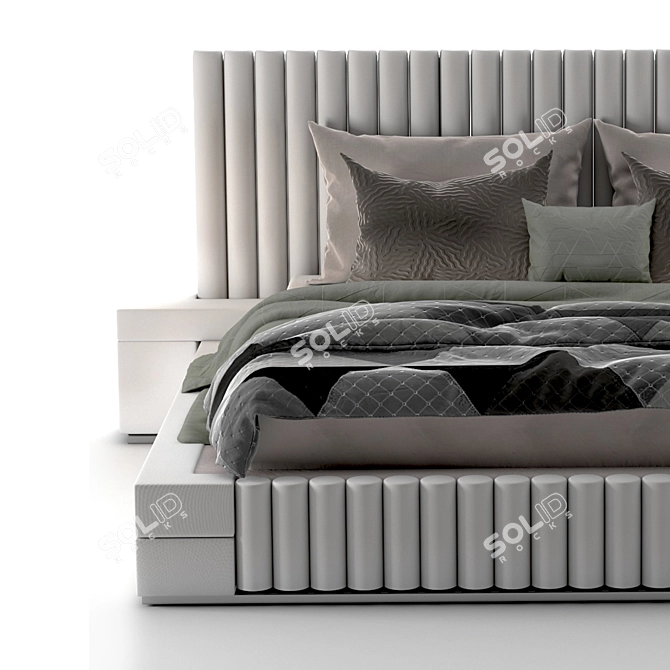 Contemporary White Bed Set 34 3D model image 3