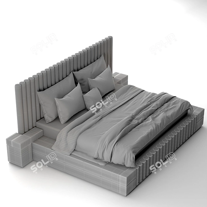 Contemporary White Bed Set 34 3D model image 5