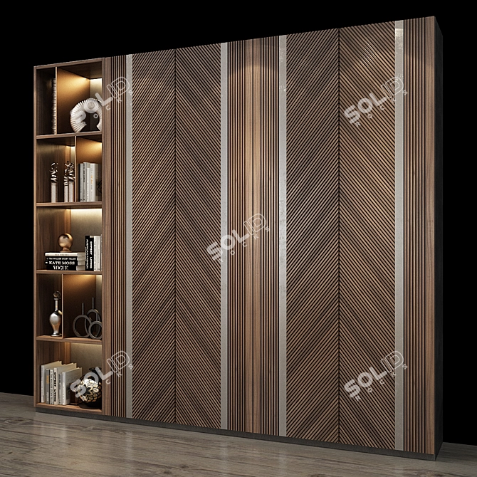 Title: Elegant Oak Cabinet - Modern Storage Solution 3D model image 1