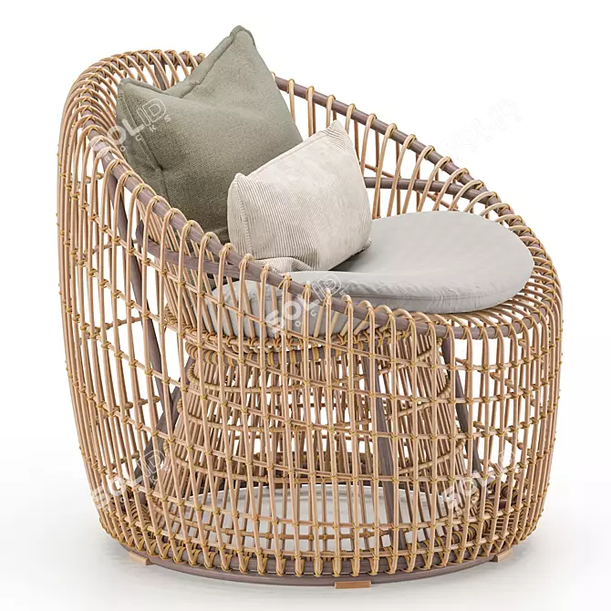 Nest-shaped Rattan Outdoor Chair 3D model image 1