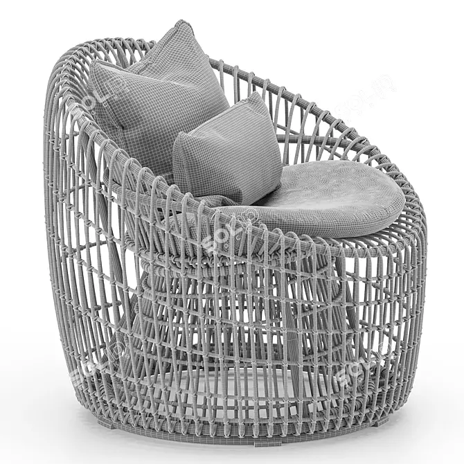 Nest-shaped Rattan Outdoor Chair 3D model image 2