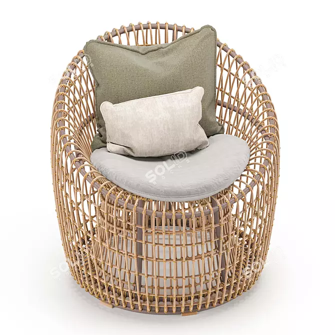 Nest-shaped Rattan Outdoor Chair 3D model image 3