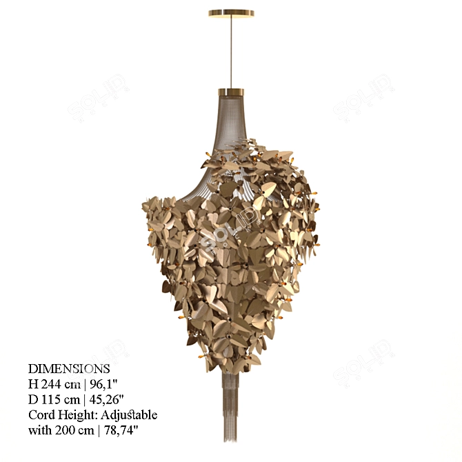 Dramatic Brass Chandelier with Swarovski Crystals 3D model image 2