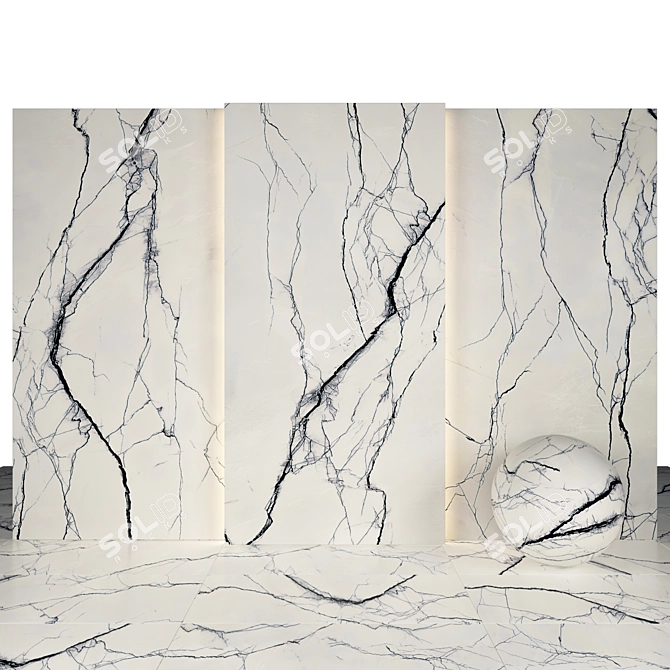 Sleek Breach Marble Slabs - High Gloss Texture 3D model image 2