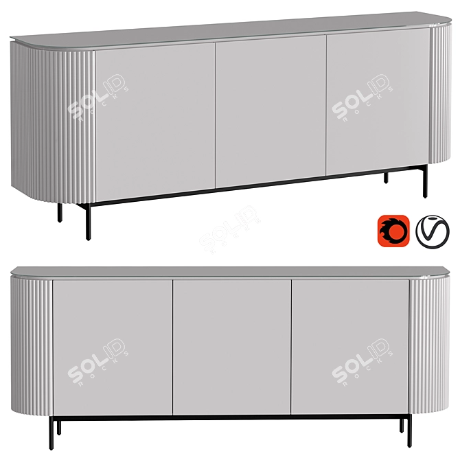 Elegant Scala Glass Top Chest 3D model image 1