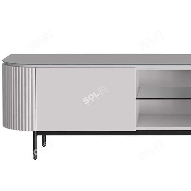 Modern TV Cabinet with Glass Top and Open Shelves 3D model image 2