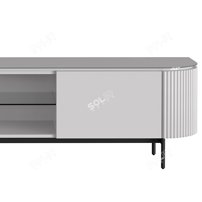 Modern TV Cabinet with Glass Top and Open Shelves 3D model image 3