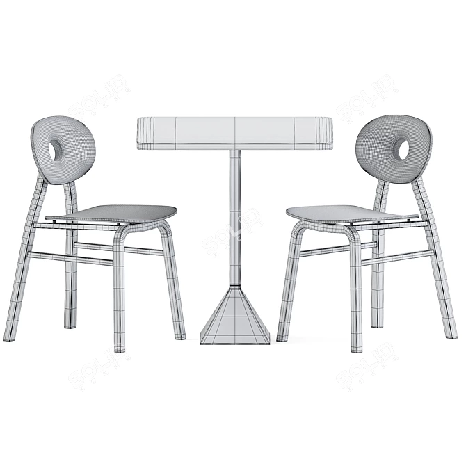 Minimalist Square Table & Elipse Chair 3D model image 3