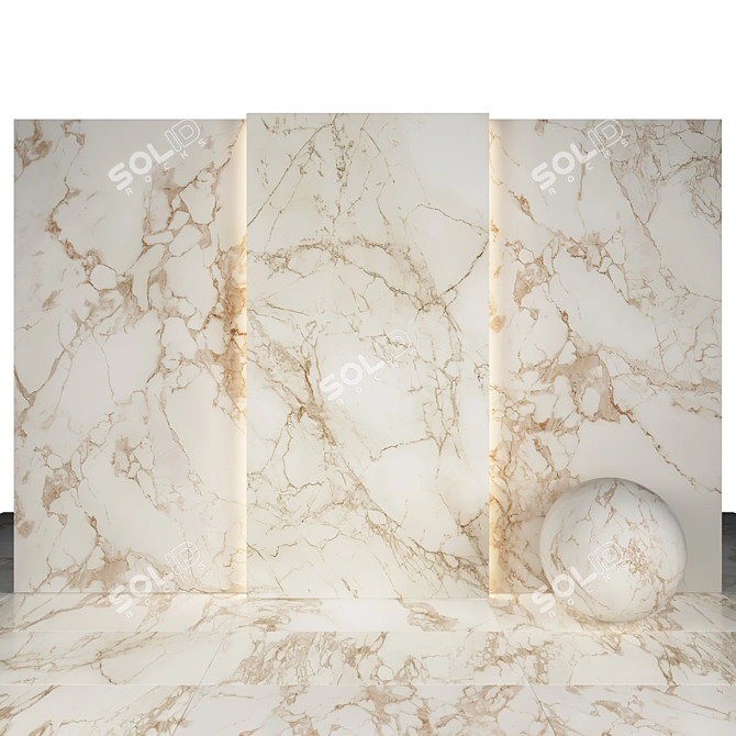 Silky Calacatta Marble: Elegant, Glossy Slabs & Tiles 3D model image 1