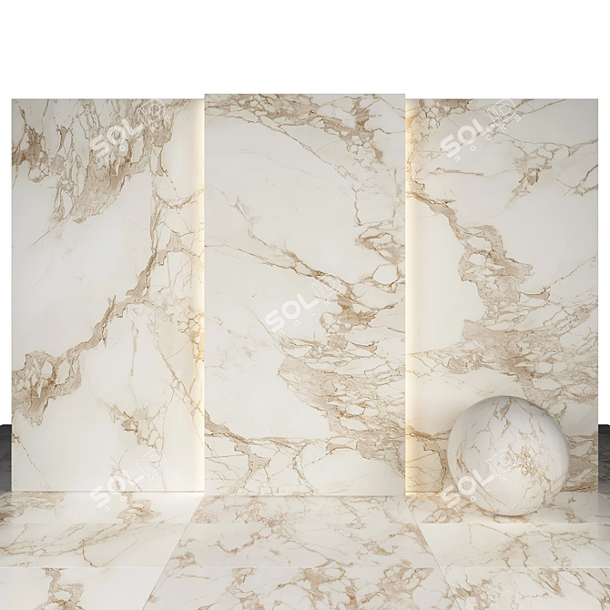 Silky Calacatta Marble: Elegant, Glossy Slabs & Tiles 3D model image 2