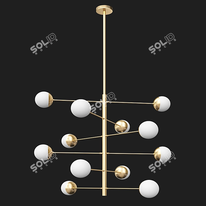 Retro Chic Asymmetric Chandelier 3D model image 1