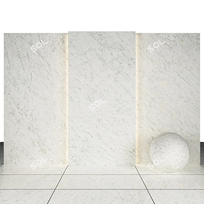 White Veined Marble Texture: 3D Maps & Various Tile Sizes 3D model image 1