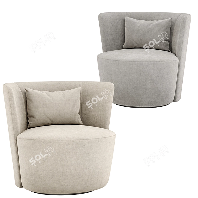 Stylish Emily Armchair: 6 Colors, Multiple Materials 3D model image 4