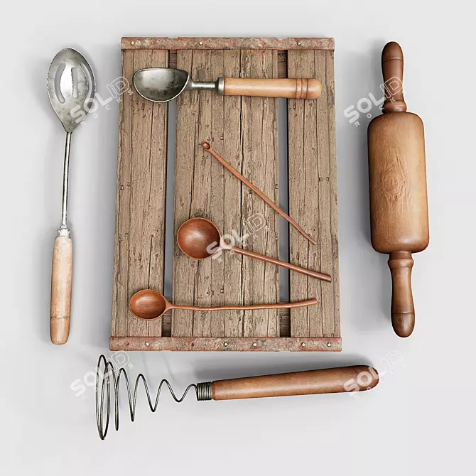 Vintage Kitchen Utensils Collection 3D model image 1