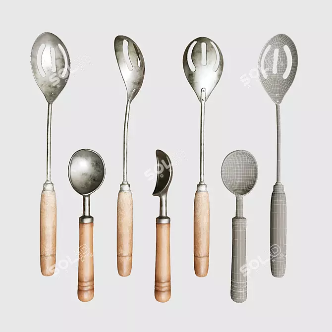 Vintage Kitchen Utensils Collection 3D model image 3