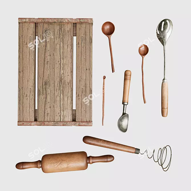 Vintage Kitchen Utensils Collection 3D model image 6